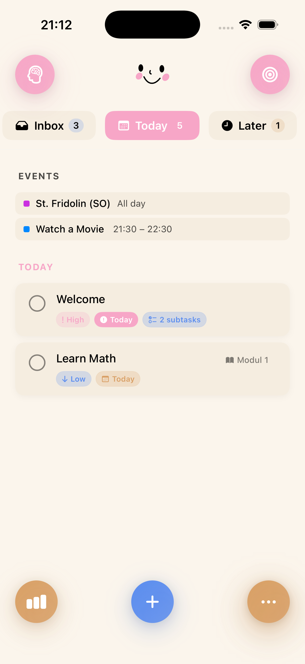 NowOne Homepage - Task management with Inbox, Today, and Later zones