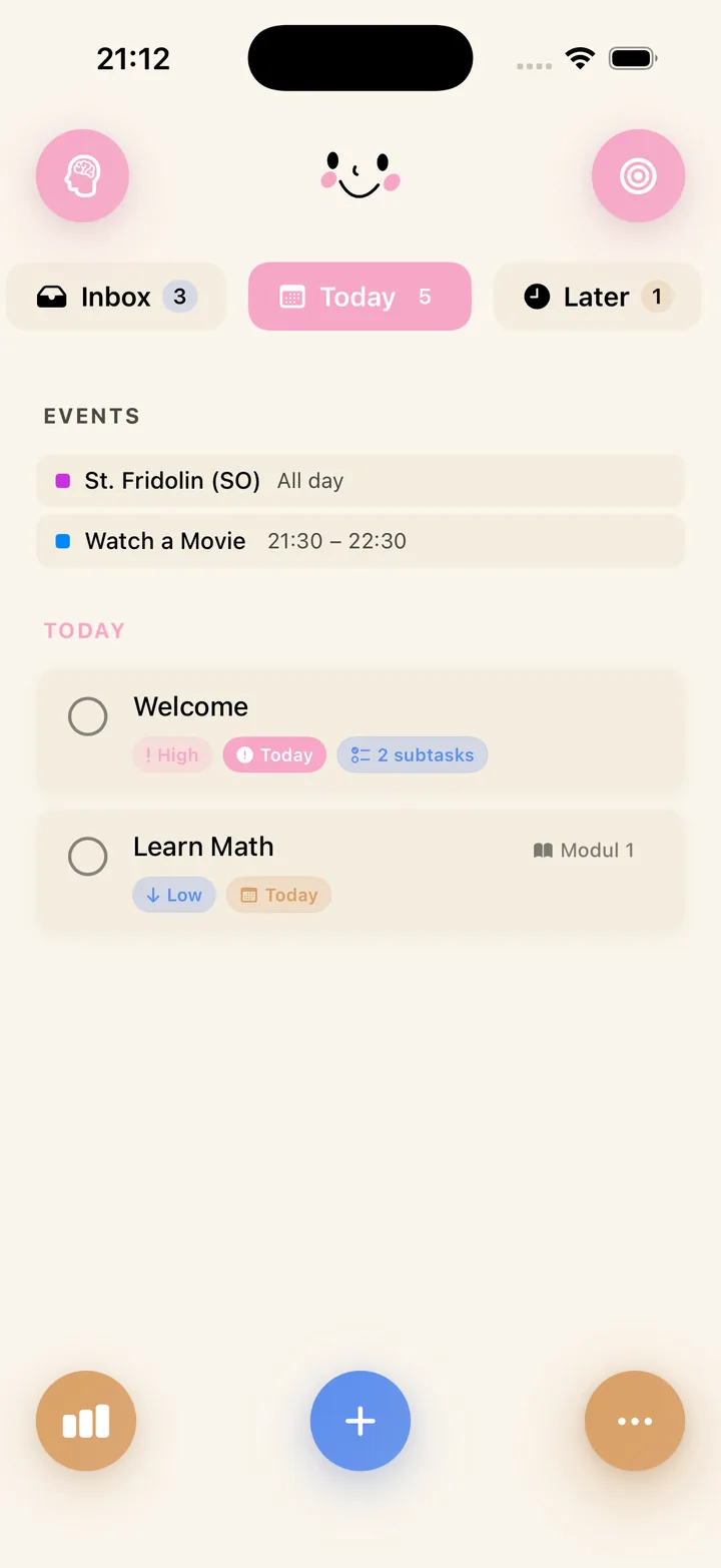 NowOne task zones feeding the calendar with due dates